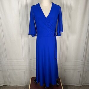 NWT Joseph Ribkoff Signature - Cape Sleeve Fit & Flare Royal Saphire Blue Size 6